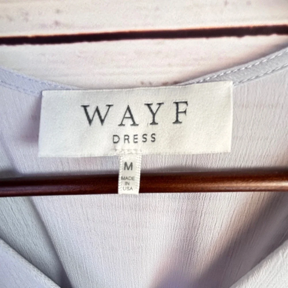 Romantic Wrap Midi Dress WAYF M Lavender Blue Crepe Cottage Soft Ethereal Fairy